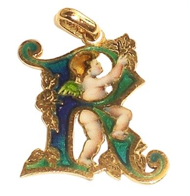 Inicial en oro esmaltado.